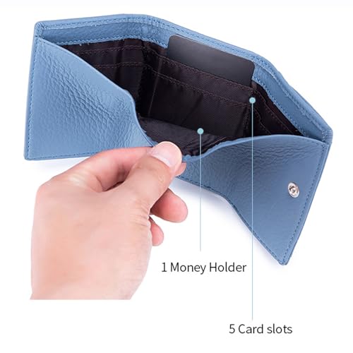 Small Wallet Women, Soft Leather, Card Holder Wallet with Pocket, Blue2