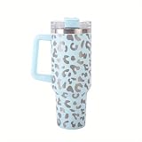 40oz tumbler with handle and straw Leopard laser Stainless Steel Insulated Tumblers Travel Mug for H