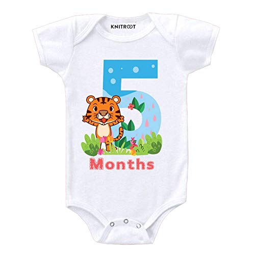 Knitroot Monthly Birthday Special Cotton Onesie Unisex Baby Kids