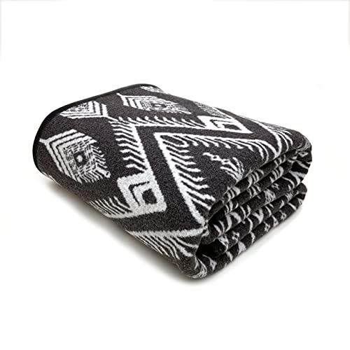 PuTian Merino Wool Blanket Camping Outdoor Blanket - 63' x 51' Bohemia Grey Great for Camping, Outdoors, Sporting Events, Survival & Emergency Kits -Super Soft Wool Blanket