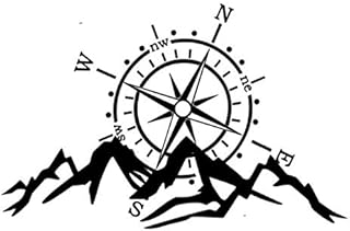 Generisch Kompass Berge Windrose Aufkleber, Silhouette Aufkleber (302/8/3) (olivgrün matt, 40 x 26 cm)