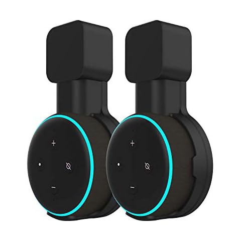 Haioulun Outlet Wall Mount Holder, Speaker Mount for Echo Dot 3, Smart Speaker Wall Holder Stand with Cord Management for Dot 3rd, Space Saving Accessories Easy Install 2 Pack (Black) Cover