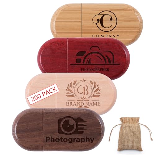 8GB Wood USB 2.0 Flash Drive with Linen Bag