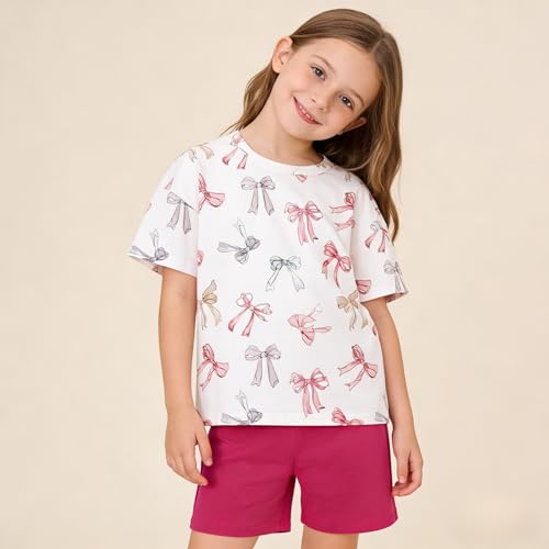 Image of Axumity Kid Toddler Girl Clothes Summer Ruffle Sleeve Figure Graphic Shirt + Shorts Summer Outfits Set