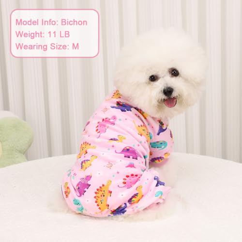 Pijamas para cães, pijamas de chihuahua Yorkie, roupas de animais de estimação com design de dinossa