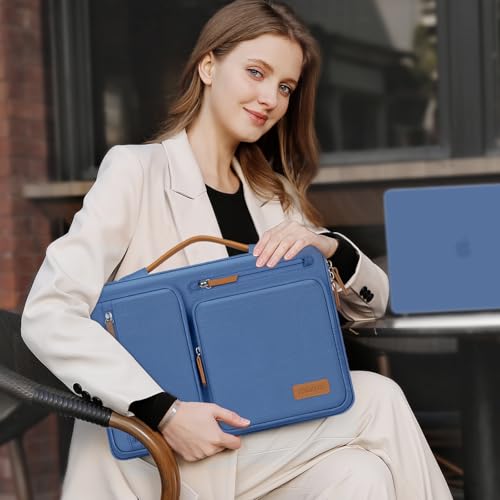 Image of MOSISO 360 Protective Laptop Case 16 inch, 15-15.6 inch Laptop Sleeve Compatible with MacBook Pro 16, HP, Acer, Dell, Lenovo, ASUS, Side Open Carrying Case with 4 Zipper Pockets&Handle, Cadet Blue