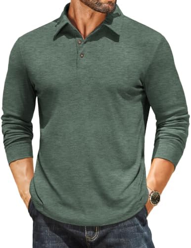 COOFANDY Poloshirt Herren Langarm Casual Leichtes Langarmshirts | Männer Long Sleeve Poloshirt，Hochwertige Stoffe,Freizeit,Business,Golf Polo