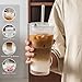 INSETLAN 20 oz Ribbed Glass Tumblers with Lids and Glass Straws – 4-Piece Glassware Set, Thickened Wall, Ideal for Iced Coffee, Smoothies, Cocktails, and Juices – Elegant and Durable Drinkware