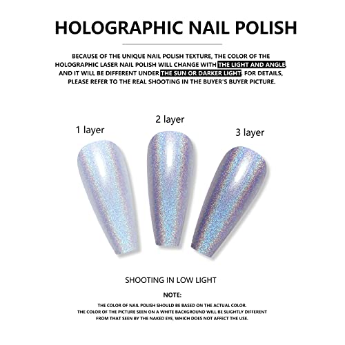 Ownest Holographic Nail Polish, Gorgeous Glossy Holographic Halo Glitter Polish Nail Art Nail Pigment Diamond Laser Nail Polish-LS01 - Thumbnail 3
