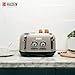 Haden Dorset 4 Slice Wide Slot Stainless Steel Toaster Bundled with 1.7 Liter Stainless Steel Electric Kettle with 360-Degree Base, Putty & Chrome