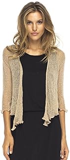 Back From Bali Womens Lightweight Knit Cardigan Shrug Lite Sheer Mocca