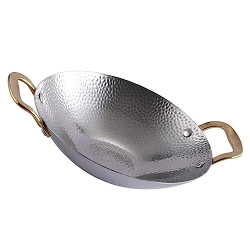 JECOMPRIS Sartén Inoxidable de Doble Asa Olla de Cocina con Adherente para Casa y Utensilio de Cocina Duradero Limpiar