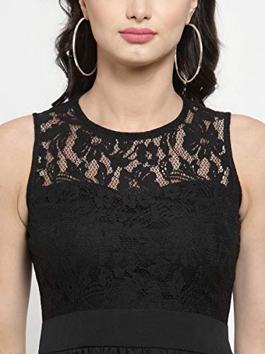 Image of Sera Women's Black Fit and Flare Knee Length Dress