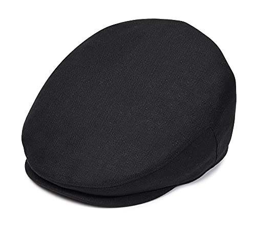 Newsboy Cap For Men, Flat Cap, Ivy Hat, Mens Caps, Gatsby Hat 100% Linen Newsboy (Black, X-Large) #TOP10