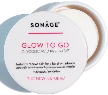Sonage Glow To Go Glycolic Acid Peel Pads For Face & Body, Professional Strength Exfoliation and Resurfacing AHA Pads That Helps Even Skin Tone, Pore Size, Brighten & Smooths Complexion