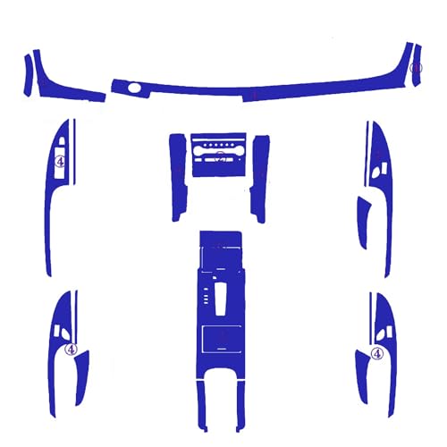 Accessoires de Style Nissan Teana J32 : Autocollants Carbone 3D Bleu Intérieur