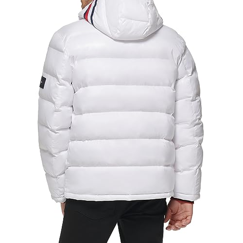 Image of Tommy Hilfiger Mens Tommy Hilfiger Men's Shiny Midweight Logo Puffer