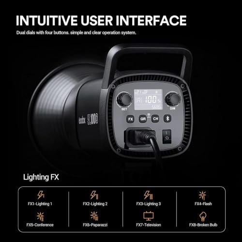 Image of Godox SL100D LED Video Light,100W TLCI≥97 CRI≥96,5600K Continuous Lighting, 8 FX Lighting Effects, 32100Lux @1M Bowens Mount COB LED Continuous Light for Video Shooting,Content Creating,Photography