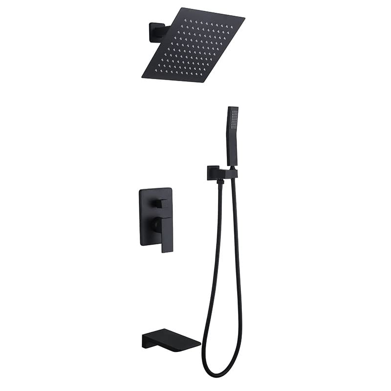 Ensemble de douche mitigeur noir JCAKES système encastré 3 voies
