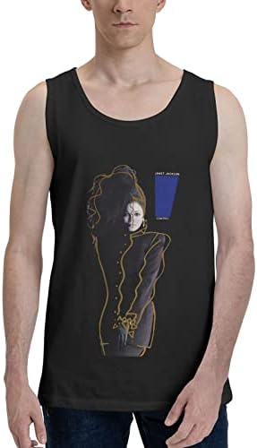 Janet and Jackson Singer Control Tank Tops Men Sleeveless Tees Print Casual Sport Gym Shirts Undershirt Workout Tank Top Black Large