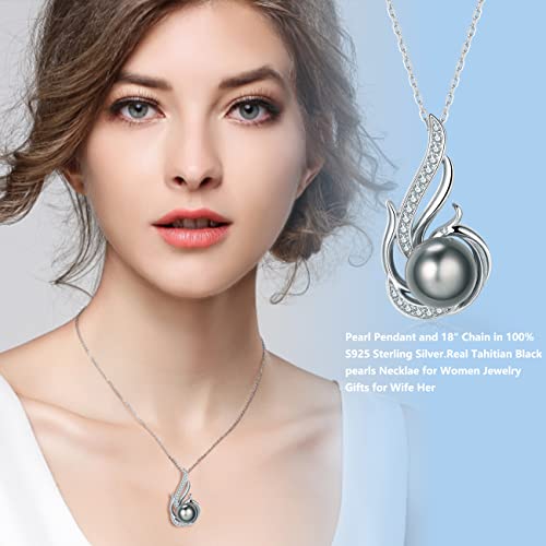 Tahitian Black Pearl Necklaces For Women 10-11Mm - Pearl Necklace Phoenix Pendant | With 925 Sterling Silver 18" Chain - Christmas Mothers Day Valentine's Day Gifts For Women Wife Mom Grandma Girlfriend Daughter Her Best Friend Birthday Anniversary Fine Jewelry #TOP2