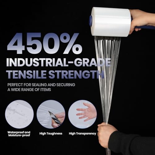 Image of ADHES Mini Hand Stretch Wrap Film, 5 Inch x 1000 Feet 80 Gauge Industrial Strength Stretch Film, Shrink Wrap Roll for Packing, Pallet, Furniture Wrapping Moving & Protection