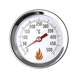 pizzaofen thermometer edelstahl  PUR Schamotte Holzbackofen Thermometer für Pizzaofen 500 °C Grad I Deckelthermometer Grill & Ofen mit Einschraubgewinde Edelstahl
