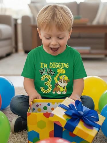 Image of Tstars Paw Patrol Rubble 3rd Birthday Shirt Toddler Boy 3 Year Old Tee