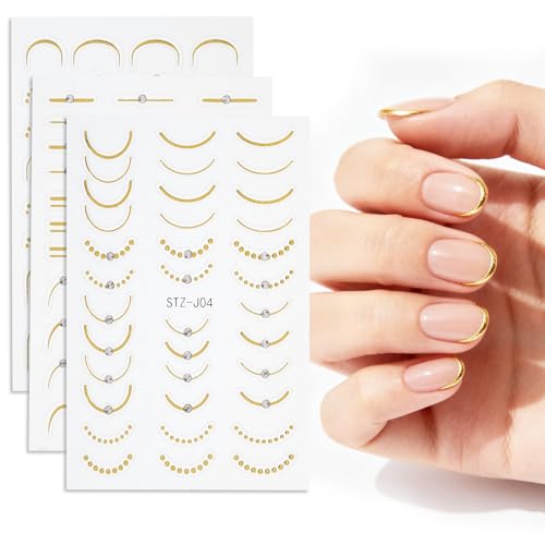 104 uñas cuadradas doradas para pegar, patrón corto, purpurina, sello de uñas francesas, plantilla para uñas postizas, uñas postizas, uñas postizas para arte cuadrado francés uñas postizas