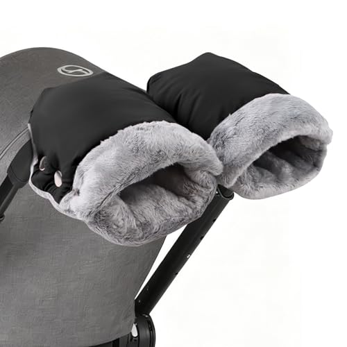 NICEWAT Pram Pushchair Gloves, Extra Thick Winter Baby Stroller Fleece Gloves, Waterproof Windproof Anti-Freeze Pram Hand Muff, Universal Hand Warmer for Prams Buggy Pushchair Trailer Bicycle
