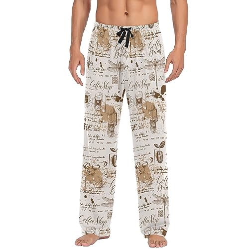 Vintage Dragonfly Tea Coffee Pajama Pants Coffee Tool Men's Pajama Bottoms Lounge Sleepwear PJs Casual Sleep Pants M