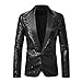 Mens Sequin Suit Jacket Sparkly Glitter Blazer Shiny Jackets Stylish Party Wedding Banquet Prom Tuxedo 2025 Men Fashion Western Dress Coat Lightweight Business Casual 01# Black Large