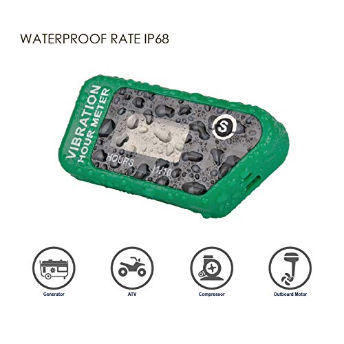 Jayron JR-HM016B LCD Wireless Digital Hour Meter Gauge Vibration Activated,Waterproof Design,for All Vibrating Machine,Air Compressor,Generator,Jet ski,Lawn Mower, Motorcycle,Chainsaw