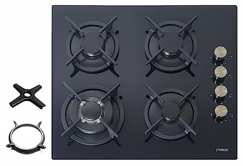Phönix PS-604L Fornello A Gas Da Incasso 4 Fuochi – Acciaio Inox, Per Propano O Gas Naturale, Con Wok In Ghisa