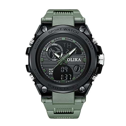 DUBFKBSH メンズ デジタル スポーツウォッチ 多機能ウォッチ アラームタイマー付き ミリタリーウォッチ 男の子用 発光腕時計 (ブラック