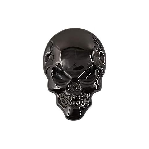 Cestval Car Decorative Sticker 3D Metal Car Emblem Personality Skull Alloy Metal Car Motorcycle Sticker Black Cover