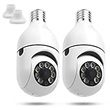 Xuzimaoyi Light Bulb Security Camera, Outdoor Wireless Camera 2.4G Hz Wifi Camera for Home Security with Spot Light, 355 Degree Panoramic, Motion Detection and Alarm (2 Pack Light Bulb)