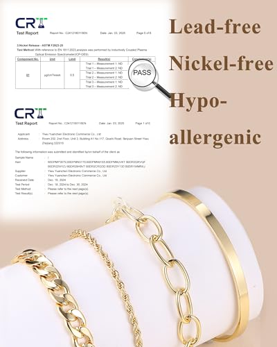 TEN MIRO 16k Chunky Gold Bracelets for Women Non Tarnish, Womens Gold Bracelet Stack Layered Chunky Chain Bracelets Waterproof Link Cuff Herringbone Bracelet Mothers' Day Jewelry Gifts4