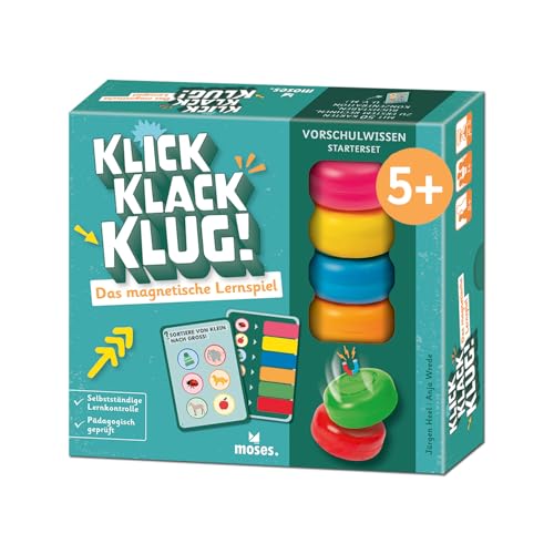 Moses. klick Klack Klug! – Das magnetische Lernspiel für die Vorschule, Starterset mit Magnetturm, pädagogisch geprüftes Spiel, für Kinder ab 5 Jahren