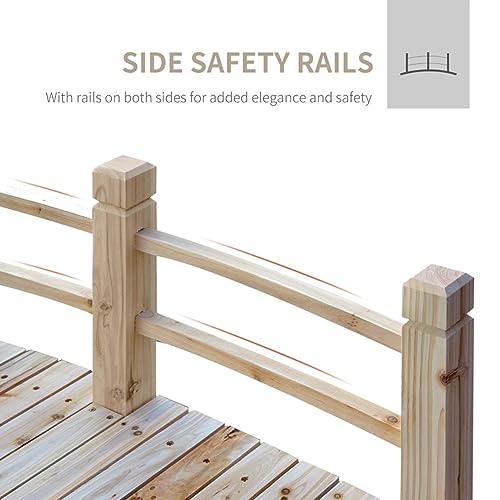 Generic 5 Ft Garden Bridge Outdoor Wood Landscape Bridge Wooden Arch With Safety Rails Garden Bridge Arc Footbridge Bearing 400 Lbs For Outdoor Garden Yard Backyard thumb #5