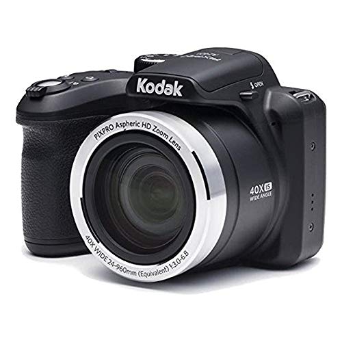 Kodak Az401Bk Digital Camera With 40X Zoom, O.i.s, Flash, & 3" Lcd (Black) With 64Gb Sd Card, Focus Holster Case, And Rapid Aa/Aaa Battery Charger With 4 Aa Batteries Bundle #TOP1