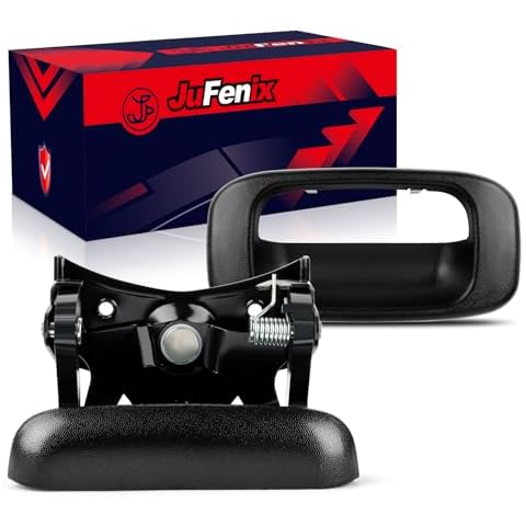 JuFenix Tailgate Handle Latch and Bezel Trim with Rod Clips | for 1999-2007 Chevy Silverado GMC Sierra 1500 2500 3500 | Replaces# 15997911, 15228539, 15228541, 15228540 Cover