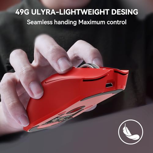 Image of ATTACK SHARK X1 Wireless Gaming Mouse with RGB Charging Dock, PAW3395 PRO Sensor Up to 40K DPI,53g Ultra Light Tri-Mode Computer Mice,1KHz Polling Rate 5 Programmable Buttons for WIN /MAC-Red