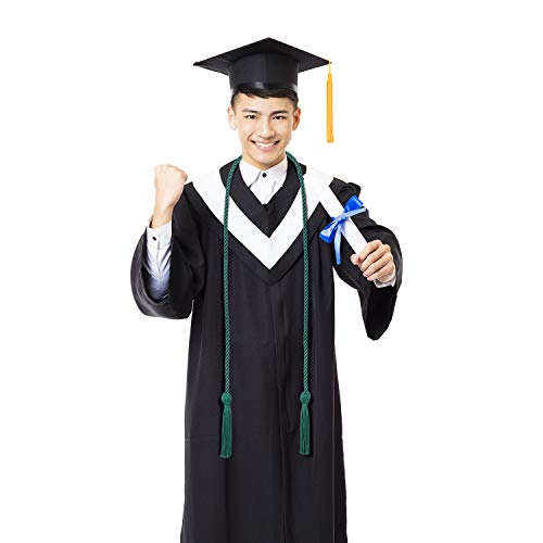 Image of TecUnite Graduation Cords Honor 2026 Polyester Yarn Decorative Garland Twist Ties with Tassels for Bachelor Gown Graduation(Green)