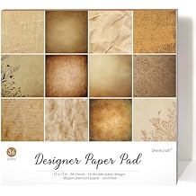 Vintage Border 12x12 Scrapbooking Cardstock Decorative Paper - 36 Sheets - for Card Making Background Origami Textured Decorative Scrapbook Paper Scrapbook Materials Supplies