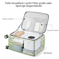 Hanke Erweiterbarer Hartschalenkoffer Mittelgroß Frontöffnung Koffer Hartschale mit TSA-Schloss & 360° Spinner Silent-Räder 61cm(69L), Bambusgrün – Ansicht 5