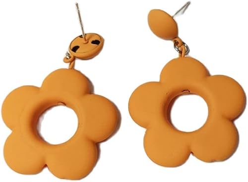 Miniatura 4 de Aretes retro de margaritas Aretes colgantes de flor naranja para mujer Disco, Hippie, accesorios de fiesta bohemios