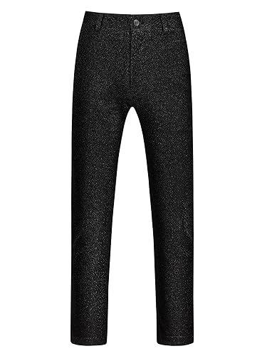 Lars Amadeus Metallic Pants for Men's Straight Leg Party Nightclub Glitter Dress Trouser