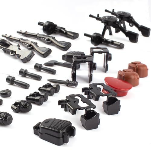 Image of Military Weapons Pack 33 Pcs Soviet Accessories Kits Toys, Army Equipment Gear WW2 Guns for Boys 6+, Compatible with Mini Figure of Major Brand