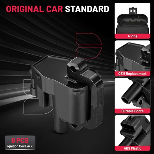 Image of BDFHYK Ignition Coils Pack Compatible with Chevy Avalanche Camaro Corvette Silverado,Compatible with GMC Sierra Yukon Savana,CTS,Firebird l6 V8 5.7L 7.4L 8.1L Coil for UF192 D580 Set of 8